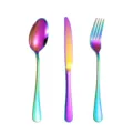 Rainbow stainless steel cutlery set with table spoon dinner knife and fork for dining table - Three-Piece Set / AB Color