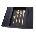 Elegant gold stainless steel flatware set in gift box, modern 4-piece luxury cutlery set. - Portuguese 24-Piece Cutlery Set - Gold