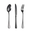 Black Stainless Steel Cutlery Set Knife Fork Spoon Kitchen Tableware Variant Model - Three-Piece Set / Black