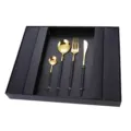 Stainless steel black and gold cutlery set with 4-piece tableware in gift box variant - Portuguese 24-Piece Cutlery Set - Black & Gold