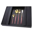 Pink and gold stainless steel cutlery set variant showcasing fork knife and spoons in a box - Portuguese 24-Piece Cutlery Set - Pink & Gold