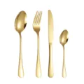 Luxury Gold Stainless Steel Cutlery Set 4-Piece Knife Fork Spoon Kitchen Tableware - Four-Piece Set / Gold
