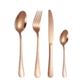 Rose gold stainless steel cutlery 4-piece set, including knife, fork, spoon and teaspoon. - Four-Piece Set / Rose Gold