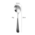 Thickened 304 stainless steel round spoon, home dinner soup spoon, 16cm length, 45g weight. - Black Handle