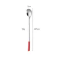 Long handled 304 stainless steel spoon with red end for ice coffee and honey stirring. - Short Handle Red and Silver