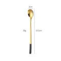 Long stainless steel spoon, gold finish with black handle, 19.5cm long bar spoon variant. - Short Handle Black and Gold
