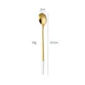 Long handle 304 stainless steel gold spoon with white handle end 19.5cm kitchen tableware - Short Style White Gold