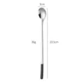 Long handle stainless steel spoon, Korean style iced tea stirring bar spoon, 23.5cm. - Long Black Silver
