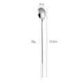 Long 304 stainless steel spoon with white handle, 23.5cm ice spoon and stirring tool. - Long Silver White