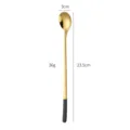 Long handled stainless steel gold stirring spoon dessert coffee mixing spoon 23.5cm - Long Black Gold