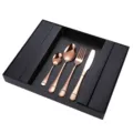 Ensemble de couverts en acier inoxydable or rose avec coffret cadeau noir cuisine. - Ensemble de 24 pièces or rose