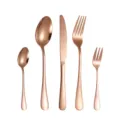 Set Posate in Acciaio Inossidabile Oro Rosa 5 Pezzi Coltello Forchetta Cucchiaio Cucina - Five-Piece Set / Oro rosa