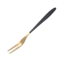Minimalist black and gold stainless steel fruit fork, elegant dual-prong dessert fork for home. - Fork / Black & Gold