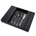 Schwarzes Besteckset aus Edelstahl Messer Gabel Löffel im Geschenkset für Küche Tisch. - Schwarzes 24-teiliges Set