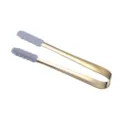 Stainless steel ice tong gold finish grey silicone tip mini food sugar clip 13.5cm - Gold