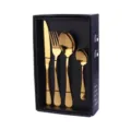 Set di posate in acciaio inossidabile dorato con elegante confezione regalo nera. - Sedici Pezzi / Oro