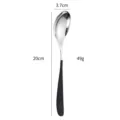 Stainless steel crescent dinner spoon with black handle, modern cutlery 20cm long 49g. - Black and Silver Spoon