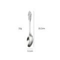 Cuchara vintage de acero inoxidable plateado con mango barroco, 16,2 cm, vajilla elegante. - Cucharas pequeñas reales plateadas