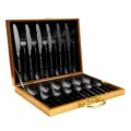 Zwarte roestvrijstalen bestekset met gouden geschenkdoos 24-delige keuken servies variant. - Zwart