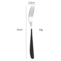 Stainless steel dinner fork with sleek black handle, elegant modern western tableware 21cm. - Black Silver Fork