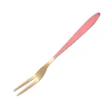 Stainless steel fruit fork, pink handle and gold finish dessert fork for daily use. - Fork / Pink Gold
