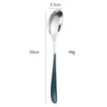 Stainless steel spoon with dark green handle, 20cm length, modern dining tableware. - Green & Silver Spoons