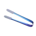 Stainless steel ice tong with non-slip silicone grip, 13.5cm gradient blue bar food tong. - Blue Tongs