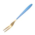 Stainless steel fruit fork dessert cake small fork creative cute household salad fork cutlery - Fork / Blue Gold