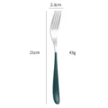 Modern stainless steel dinner fork with dark green handle, 21cm long and 43g weighted for kitchen. - Green Silver Fork