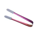 Stainless steel ice tongs with non-slip silicone tips, colorful bar kitchen tool 13.5cm - Purple
