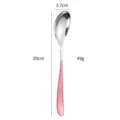 Crescent 304 stainless steel dinner spoon with pink handle, 20cm long, durable tableware. - Pink and Silver Spoon