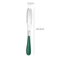 Roestvrijstalen botermes en kaasmes met gaten en groen handvat 20.6cm SKU - Groen-zilveren kaasmes