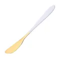 Stainless steel butter knife gold blade white handle table cutlery for dessert cake fruit salad. - Dagger / Platinum