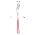 Stainless steel dinner fork with pink handle, 21cm elegant western tableware cutlery item. - Pink Silver Fork