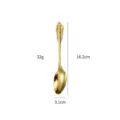 Antiker goldener Edelstahlloeffel mit barocken Griffdetails, 16,2cm lang, 32g schwer. - Glänzender goldener königlicher kleiner Löffel