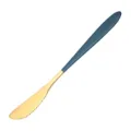 Stainless steel table knife with blue resin handle and gold blade, elegant modern design. - Dagger / Green Gold