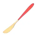 Gold stainless steel butter knife with serrated blade and red handle for dessert table. - Dagger / Rose Gold Red