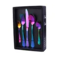 Set di posate in acciaio inossidabile arcobaleno con scatola regalo per cucina. - Set da 20 pezzi / Aurora boreale