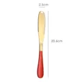 Roestvrijstalen botermes met rode handgreep en gaten, lengte 20.6 cm, kaasmessen. - Rood-gouden kaasmessen