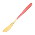Stainless steel butter knife with red handle and gold serrated blade for kitchen dining table. - Dagger / Pink Gold