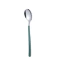 Edelstahl Löffel mit grünem Griff, ideal für den täglichen Gebrauch beim Essen und Desserts. - Grün-silberner Esslöffel
