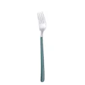 Edelstahl Essgabel mit elegantem dunkelgrünen Griff, koreanischer Besteck-Variante. - Grün-silberne Tafelgabel