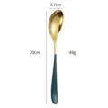 Stainless steel crescent dinner spoon, gold bowl and dark green handle, elegant cutlery. - Green and Gold Spoons