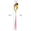 Stainless steel spoon with pink handle and gold bowl, elegant tableware for dining. - Pink & Gold Spoons