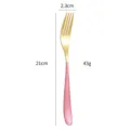 Gold and pink stainless steel dinner fork with ergonomic handle, 21cm long table cutlery. - Pink Gold Fork