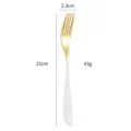 Stainless steel dinner fork with gold tines and white handle, 21cm sleek modern cutlery SKU - White Gold Fork