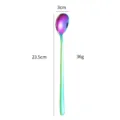 Long handled rainbow stainless steel spoon, 23.5cm length and 36g weight, durable kitchen tool. - Long (23.5cm) / AB Color