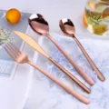 Set di posate in acciaio inossidabile 304 oro rosa 4 pezzi coltello forchetta cucchiaio - Set In Confezione Regalo / Set oro rosa da 4 pezzi in confezione regalo