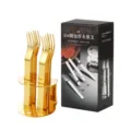 304 stainless steel fruit fork set with gold storage holder, elegant dessert forks for home kitchen. - Gift Box With Storage Holder / Set (Without Food) / Gold