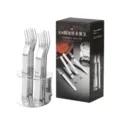 304 stainless steel fruit fork set with storage rack, durable dessert fork kitchen tool - Gift Box With Storage Holder / Set (Without Food) / Silver